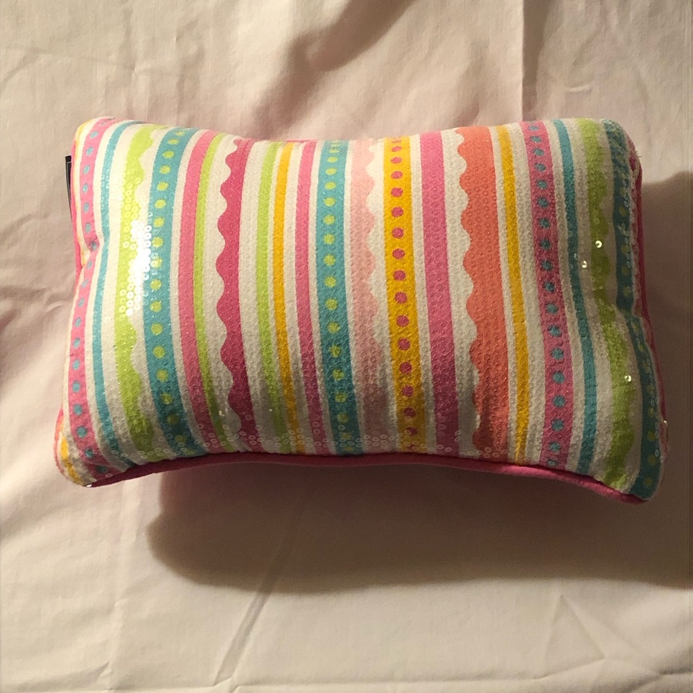 Cynthia Rowley Pink, Green and Yellow Pillow with Sequins; NWOT